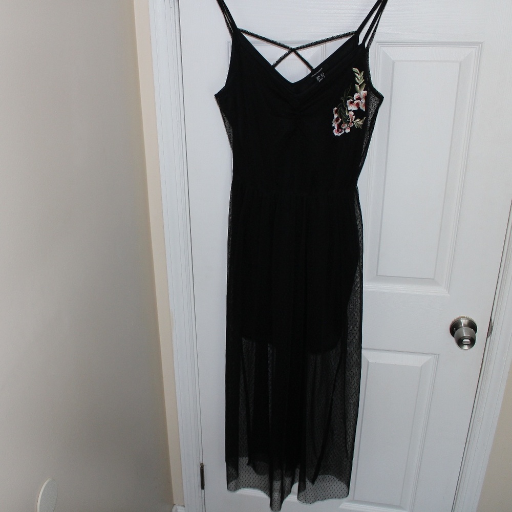 Black spaghetti strap sheer dress